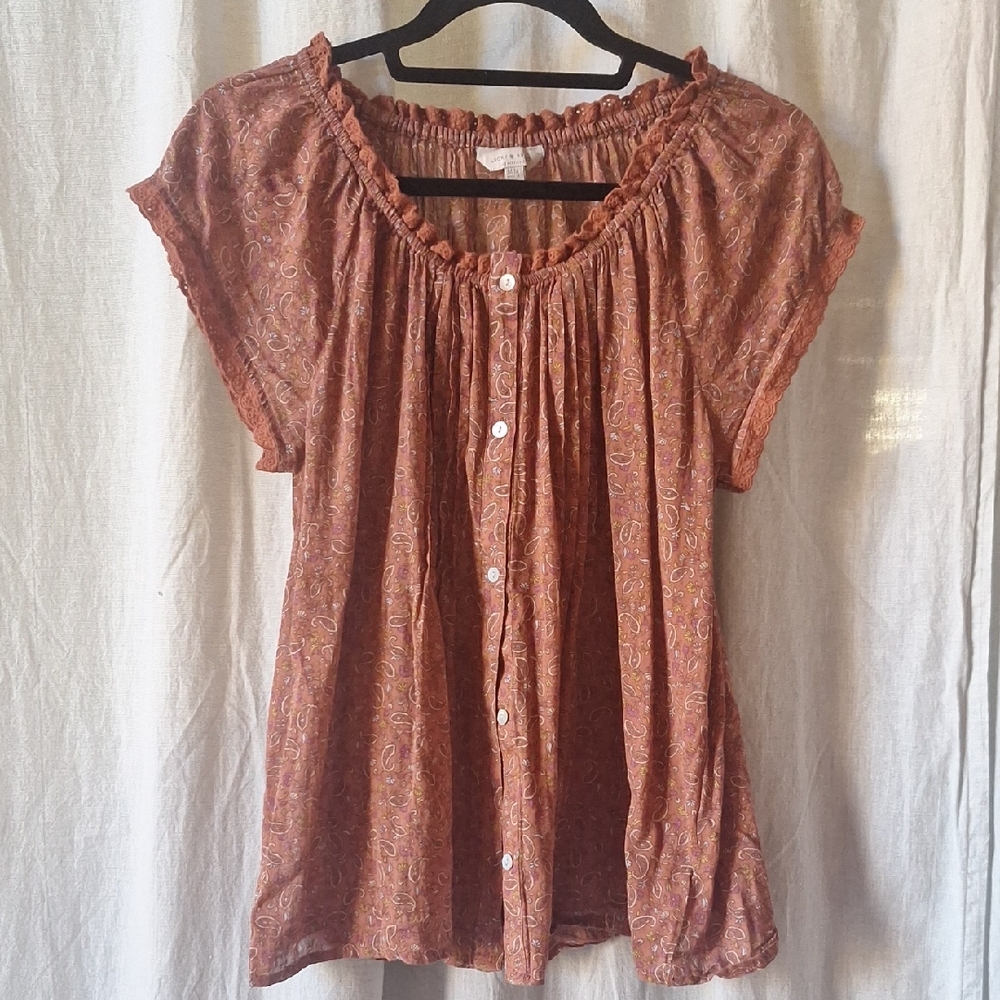Lucky Brand Rust Paisley Blouse